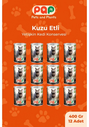 Pets And Plants Kuzu Etli Yetişkin Kedi Konservesi 12 x 400 G