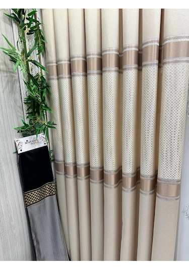 Nivemeshome Mozaik Ft614163 V-101 Krem 1/3 Sık Pileli Fon Perde Apm Krem