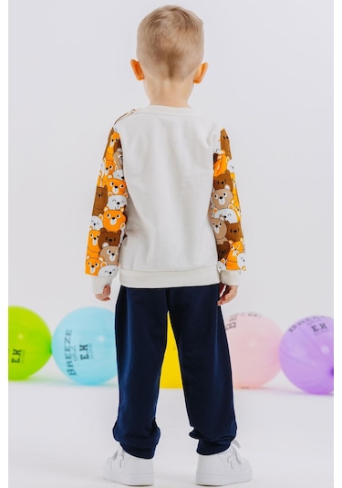 Breeze Erkek Bebek Eşofman Takım Sevimli Ayıcıklar Desenli 9 Ay - 3 Yaş Karışık Renk Çok Renkli