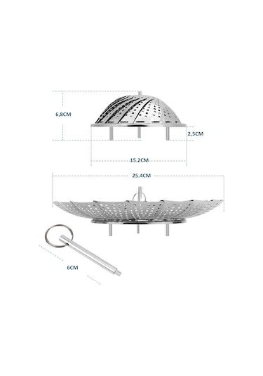 Paslanmaz Çelik Buharlı Pişirici Katlanır Buharda Sebze Pişir