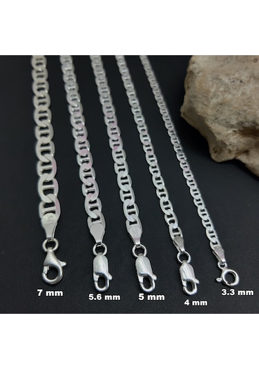 Bir Gümüş Aşkı 925 Ayar Gümüş 3 MM Barlı Model Erkek Zincir Kolye