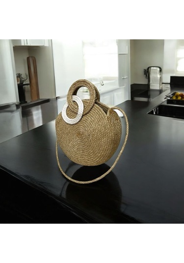 Silindir Hasır Çanta, Yuvarlak Tasarım Çanta, Silindir Omuz Çantası, Sonsuzluk Çantası