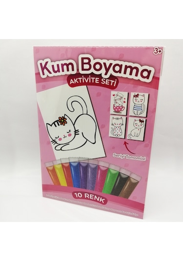 Çiçekli Kedi Kum Boyama Aktivite Seti