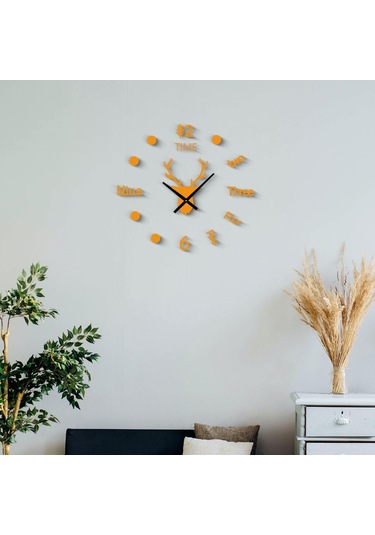 Homyl Duvar Saati Dekoratif Saat Basit Çerçevesiz Sessiz Dıy, Altın