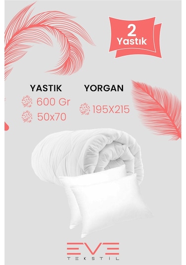 Eve Tekstil Cift Kisilik Yorgan Seti 195cmx215cm Beyaz