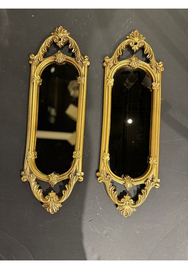 Dekoratif Polyester Ikili Niş Dikdörtgen Ayna Takımı Polyester Gold