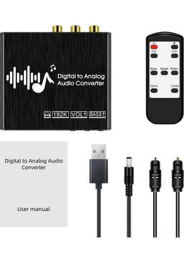 Geeksen Siyah Dijital-analog Ses Dönüştürücü: Fiber Optik/koaksiyel Girişi, Bass Ayarı, Ev Ve Arkadaş Toplantıları İçin Uygun Adaptör