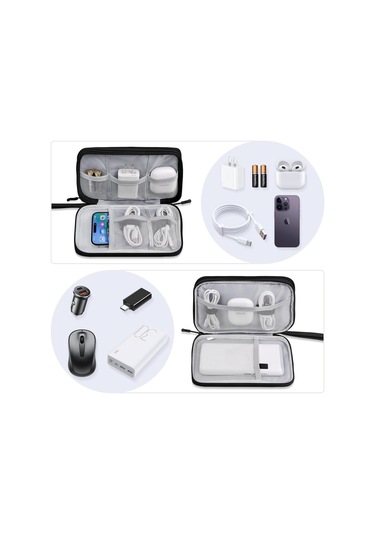 Geniş Kapasite Organizer Organiser Kablo Ssd Telefon Elektronik Düzenleyici Çanta Su Geçirmez Siyah