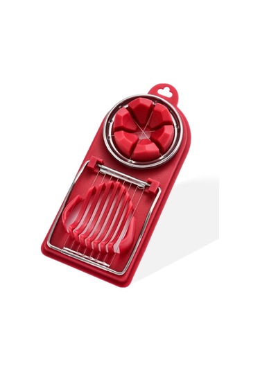 6 Adet Çok Fonksiyonlu Yumurta Kesici Mutfak Aleti Paslanmaz Çelik Süslü Yumurta Kesici Kırmızı Şarap Diğer