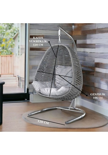 Tu Tienda Rattan Tek Kişilik Bahçe Balkon Ev Salıncağı,beyaz Krem 2