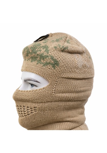 Anadolu Tactical Jandarma Örme Kar Başlığı Balaklava Haki Askeri Kışlık Yüz Maskesi