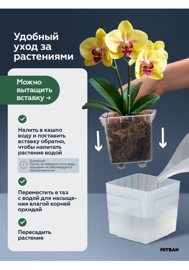 Mıtbah Şeffaf Kare Orkide Saksısı, 2 Adet, 1,2 L 399165392