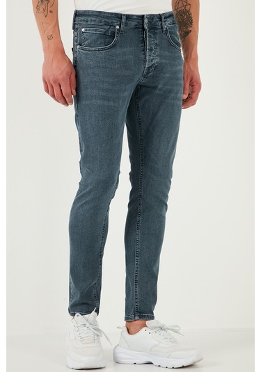 Buratti Streç Pamuklu Slim Fit Normal Bel Dar Paça Jeans Erkek Kot Pantolon 1124S73Napoli Mavi