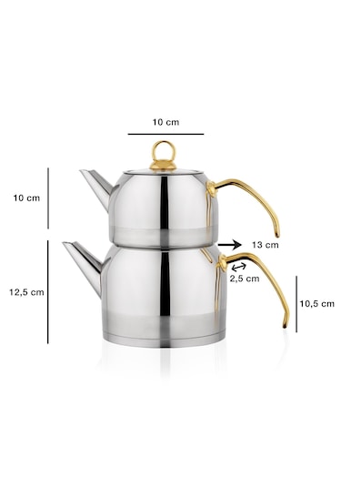 Ada Çaydanlık Takımı Orta Boy 4 Parça-gold Inox