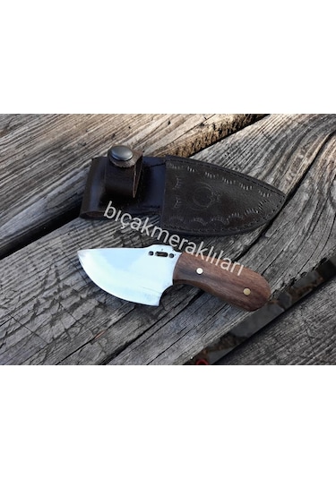 Mini Av Kamp Bıçağı-El İşçiliği 12 CM Toplam Boy Kök Ceviz Kahverengi
