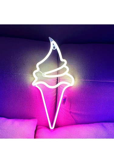 Suntek Magideal Dondurma Neon Burcu Işıkları 8 Işık Modu Beyaz pembe Beyaz - Pembe