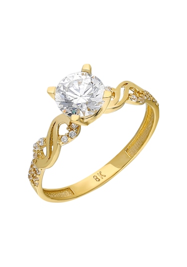 Chavin 1,2 Carat Tek Taş Sonsuzluk Sarı Altın Yüzük Du30