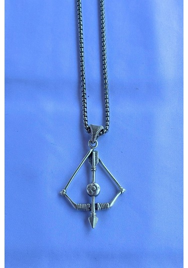 Okçu El İşçiliği Paslanmaz Çelik Zincir Erkek Kolye Gümüş