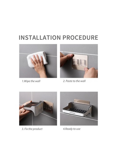 Askılı Sabunluk Duş Duvara Monte Sabunluk Banyo Küvet Drenaj Su Sabun Kutusu Sabun Beyaz