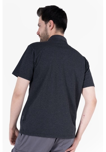 T-shirt %100 Pamuk Polo Yaka Fleto Cepli %100 Pamuk Antrasit Melanj