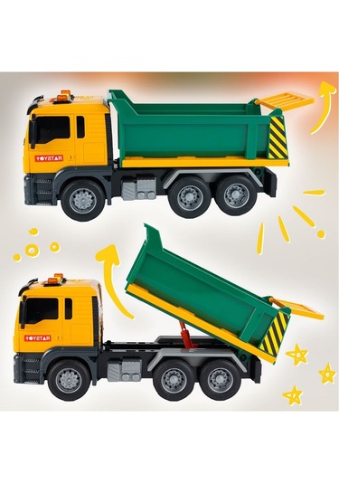 Sesli Işıklı Pilli Damperli Oyuncak Harfiyat Kamyonu