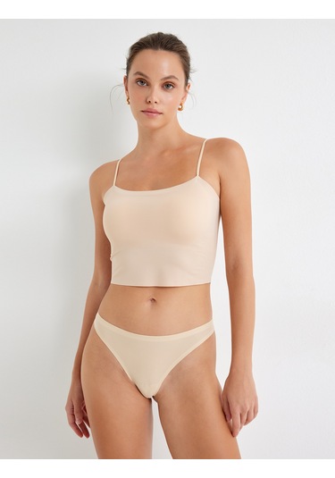 Koton Vücudu Saran Nefes Alan Kumaş Dikişsiz Askılı Kaplı Dolgusuz Yarım Atlet Ten Rengi 5wlk10136mk Ten Rengi