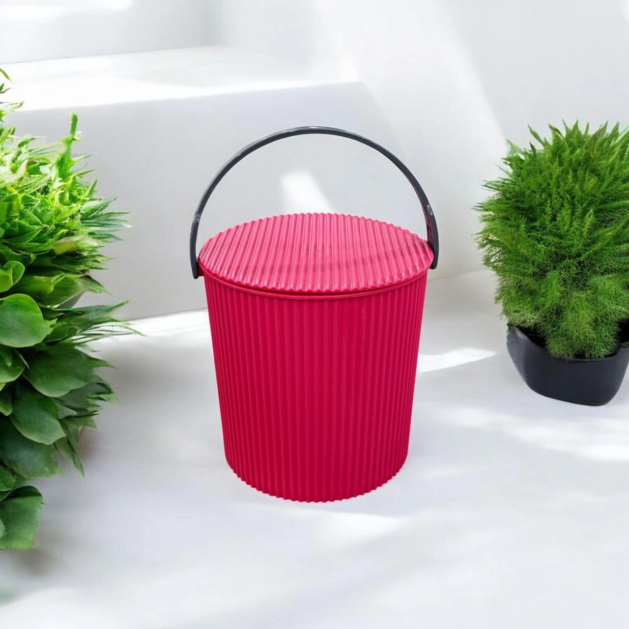 Rainbow Pembe Büyük Boy 13 Litre Yuvarlak Kova Piknik Sepeti Meyve Kovası