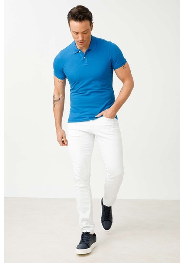 Igs Erkek Saks Standart Polo Yaka Tişört Saks Mavi