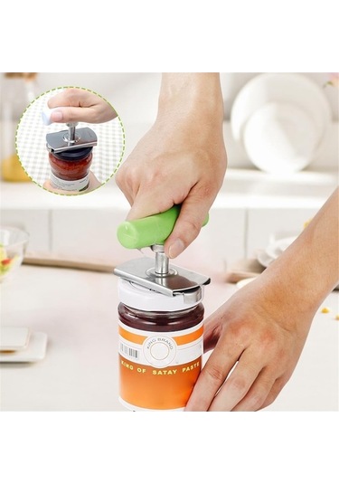 Moly Zayıf Eller İçin Kolay Ayarlanabilir Tutacaklı Kavanoz Açacağı A Yeşil Paslanmaz Çelik Yeşil