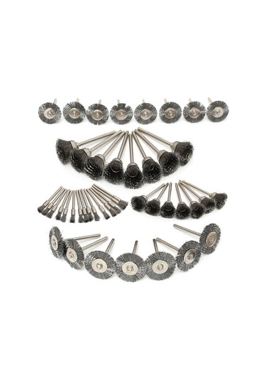 Hallow 45 Parça Paslanmaz Çelik Tel Fırça Tekerlek Seti 1/8'' E19615