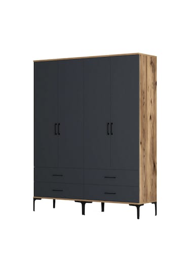 Variant Kumsal 4 Kapılı Tt Gardrop - Ceviz / Antrasit