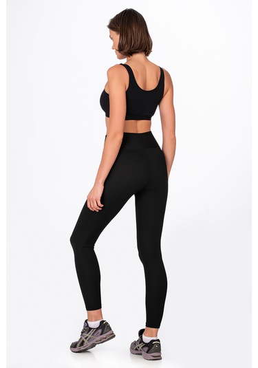 Kompedan Yüksel Bel Toparlayıcı Fitilli Tayt-siyah Siyah