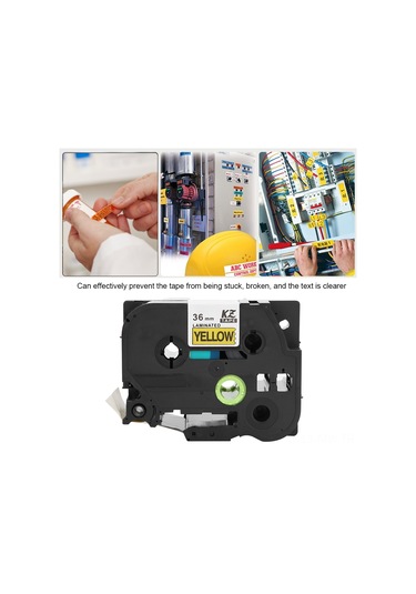 Moveevo 36mm Sarı Arka Plan Siyah Yazı Lamine Etiket Bandı, Brother Pt-9700pc/pt-9800pcn/pt-3600/pt-9500pc/pt-9200/pt-9600 İçin Uyumlu, Dayanıklı Pet Malzeme, Net Baskı 1 Adet