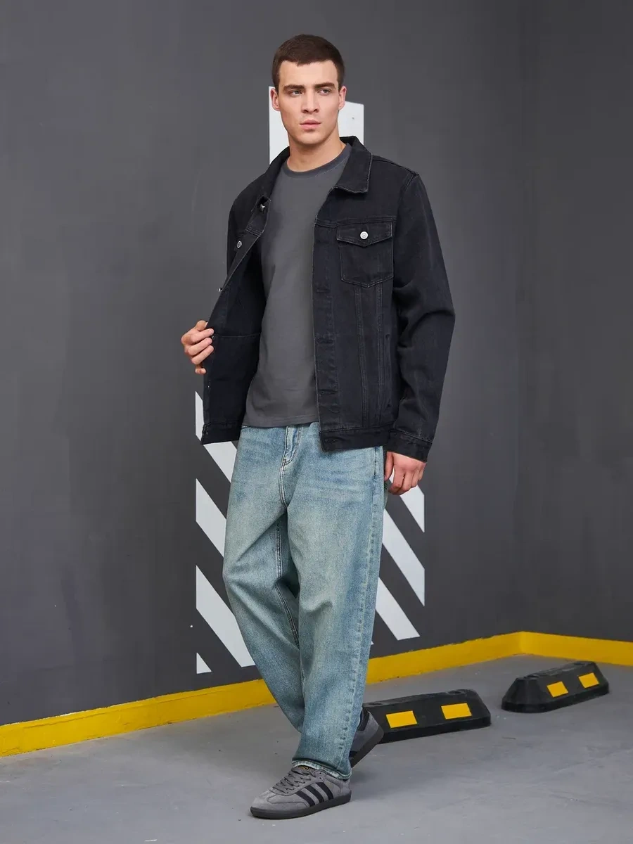 Arvador Erkek Desenli Kot Ceket 439191980 Koyu Gri