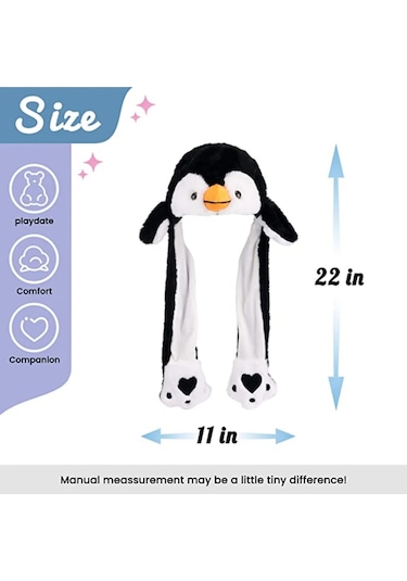 Mj Toys Kulakları Hareket Eden Beyaz Penguen Peluş Şapka