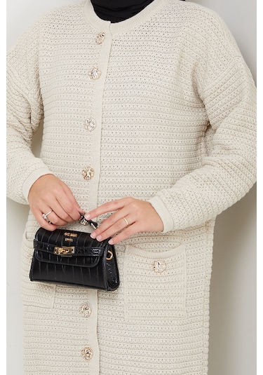 Lezgi Düğmeli Triko Hırka 1599 - Bej Bej