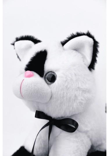 Peluş Oyuncak Oturan Kedi Çift Renkli 30 Cm Siyah - Beyaz
