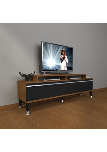 Decoraktiv Ekoflex 4 Mdf Silver Tv Ünitesi Tv Sehpası Ceviz - Siyah
