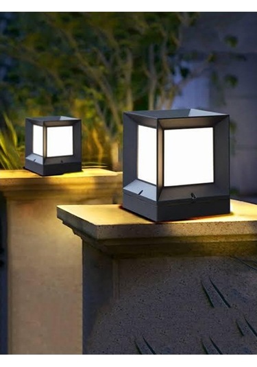 Antrasit Renk Kare Küp Setüstü Bahçe Aydınlatma Armatürü