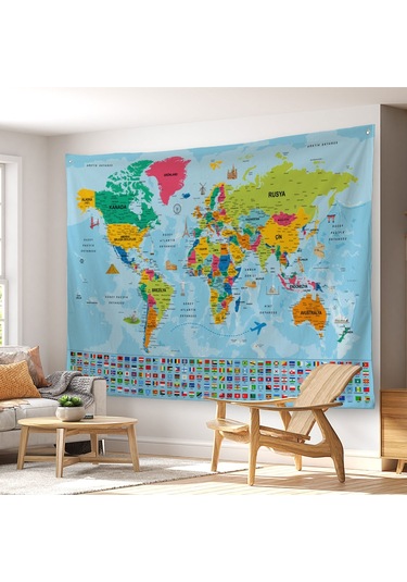 Dekoratif Dünya Haritası Duvar Örtüsü-halısı 3865