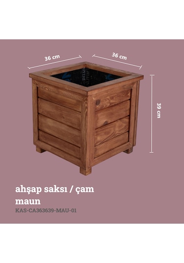 Kaf Ahşap Dekoratif Ahşap Saksı / Maun