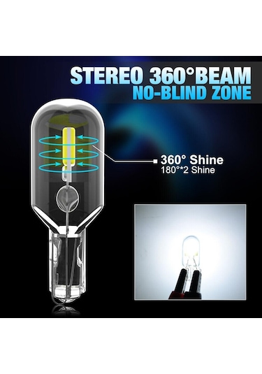 2 Adet Yeni T10 Led Ampul W5w Safir Cob Sürücüsüz Led Kama Ampul 168 194 Led 5w5 Araç İç Dome Süper Parlak 12 V Işık 6000 K Light Blue