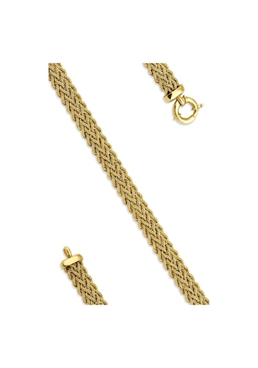 14 Ayar Altın Kalın Örgü Bileklik Sarı Sarı Altın