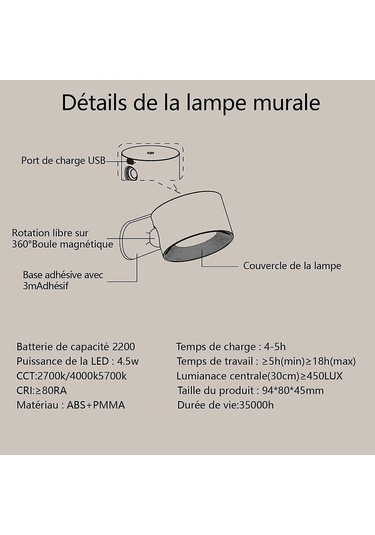 Usb Şarj Portlu Dokunmatik Led Duvar Lambası 3 Parlaklık Seviyesi Diğer