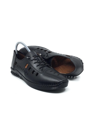 Catelli %100 Hakiki Deri Erkek Tam Yazlık Rahat Günlük Delikli Çarık Ayakkabı Yeni Sezon 40-45 Siyah