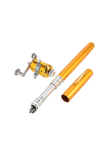 Folinda Alüminyum Minik Balıkçılık Seti: 99cm Uzayabilir Kamış + Makara, Cep Boyutunda, Dayanıklı Malzeme, Altın Renk Altın