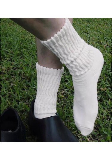 Gajeena Siyah Düz Dikey Çizgili Koluuklu Orta Boy Bilek Çorabı 1 Adet - 95% Polyester 5% Spandex Siyah