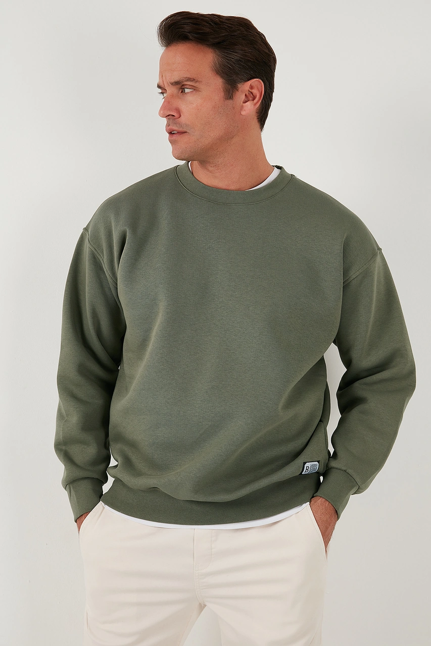 Buratti Regular Fit Bisiklet Yaka Şardonlu 2'Li Paket Erkek Sweat 5905255S2 Haki-Siyah