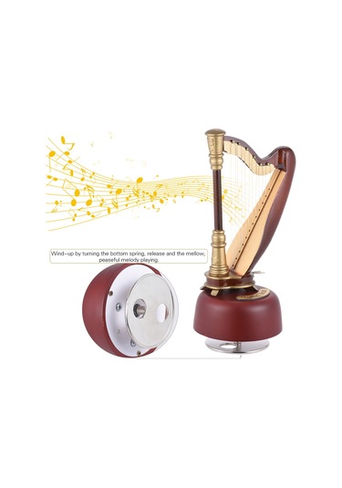 Monyee "el Yapımı Kurmalı Arp Müzik Kutusu - Masanız İçin Şık Ve Romantik Hediye"