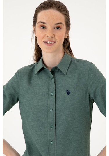 U.s. Polo Assn. Kadın Koyu Yeşil Gömlek Basic 50316711-vr079 Koyu Yesıl